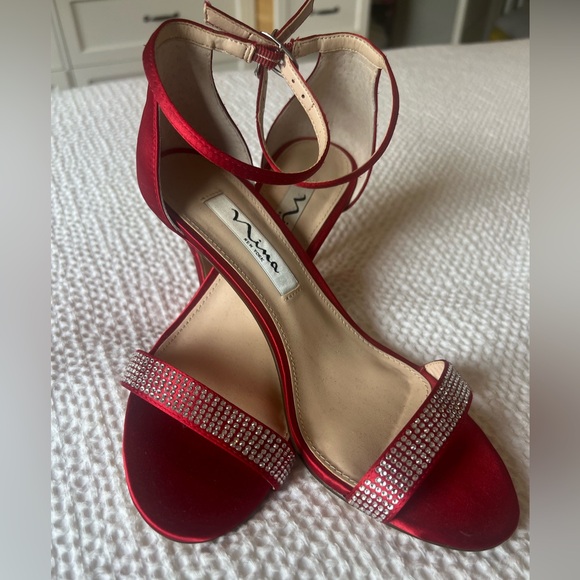 RED ankle strap heels - Picture 1 of 1